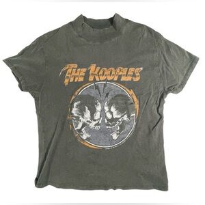 THE KOOPLES Gray Skull Lightning Graphic Mock Neck T-Shirt